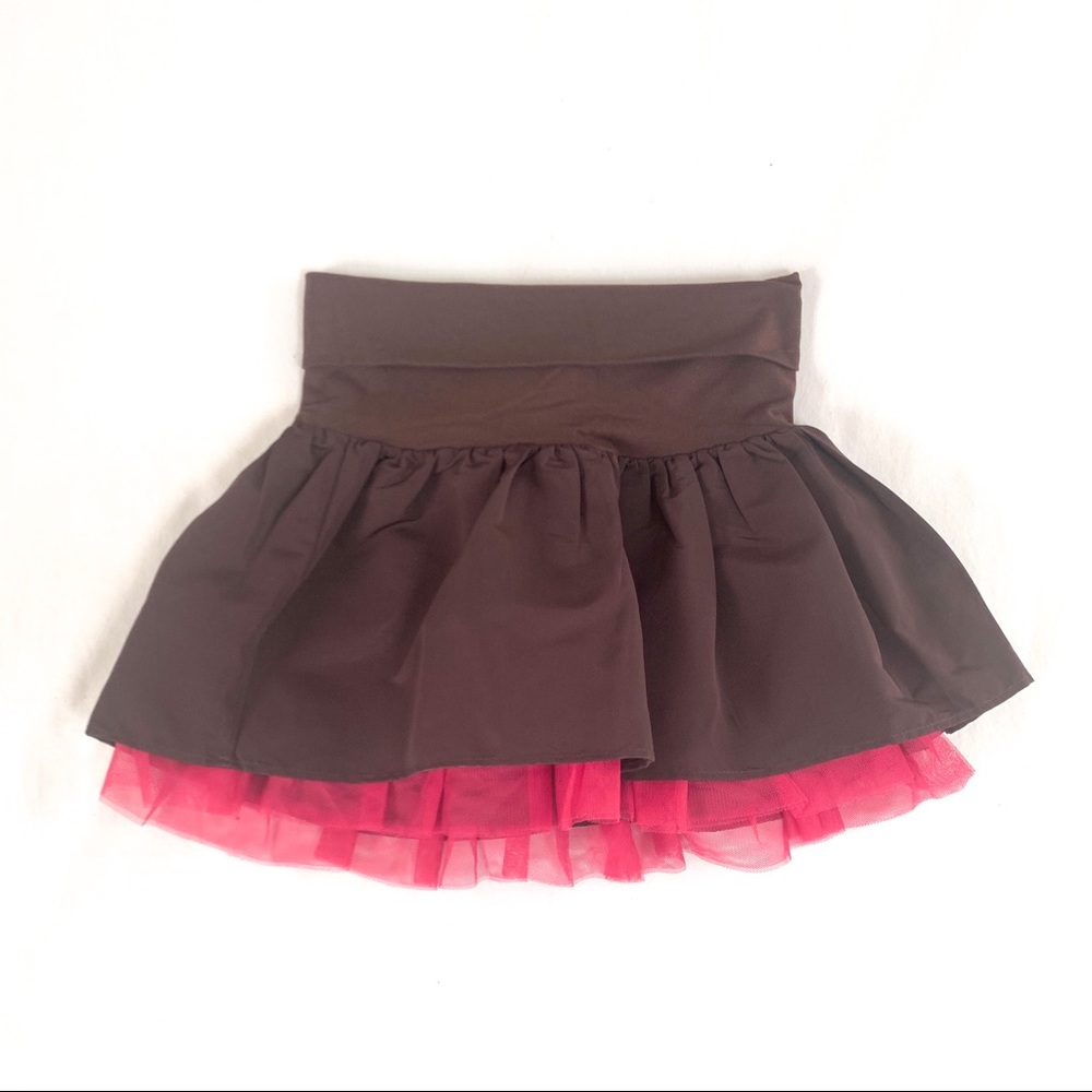GAP kids brown skirt with hot pink under layer